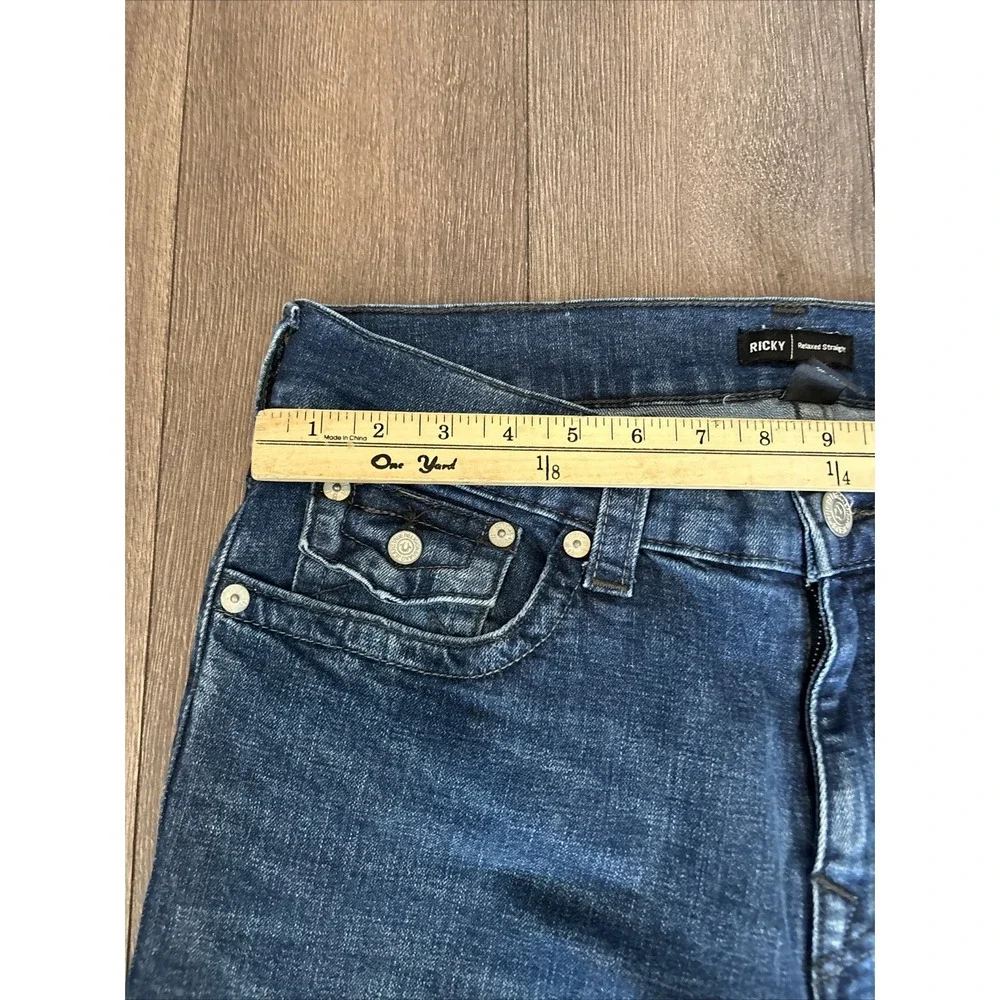 True Religion Jeans Mens Ricky Relaxed Straight Size 34x32 Dark Wash